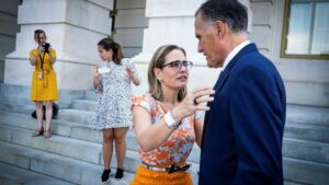 Read more about the article Kyrsten Sinema backs Joe Biden’s flagship climate, health and tax bill